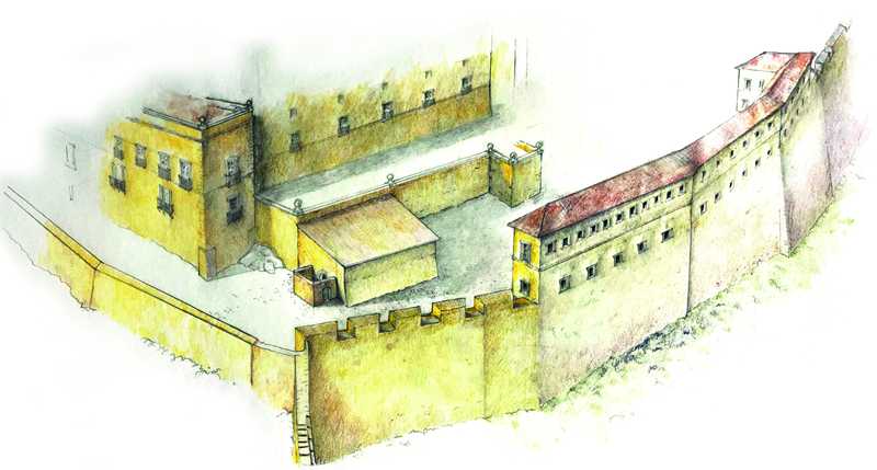 Cuartel de las gitanas en el Castell de Dénia. Restitución de Miquel O. Guinnot